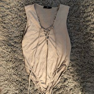 Missguided Suede Tie Up Bodysuit